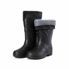 Men's Waterproof Rubber Work Boots with SlipResistant Sole, Warm Mid Calf Fishing Rain Boots Black 10