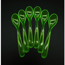 Plastic Egg Spoon Set for Kids Cooking, Durable Transparent Green, Large Pack of 6