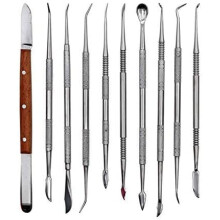 Dental Wax Carving Tool Set 10pcs Stainless Steel Double Ended Instruments with Spatula Kit