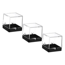 Mineral Display Case Set of 3 Clear Specimen Storage Boxes with Lids for Small Collectibles