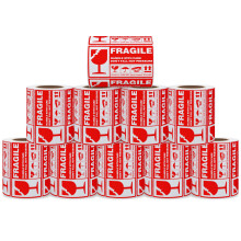 Bright Red Fragile Stickers 2x3.5 Inch Handle with Care Labels for , 200 Labels per Roll, 10 Rolls Bulk Pack