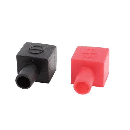 Motorcycle Battery Terminal Cover Pair Soft Plastic Insulation Boot Black Red Weatherproof 1