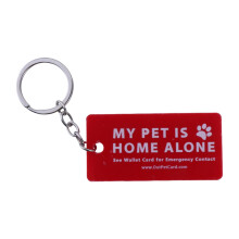 Pet Emergency Contact Keychain with Smudge Resistant Acrylic Home Alone Alert Tag for Dogs and Cats