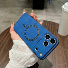 (iPhone17 Pro, Blue) Magnetic Leather Case for iPhone 17 Pro Max 17 Air 17Pro Cover Magnet for Mag-safe Anti-knock All-round Camera Protector Shell