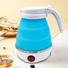 600ML Portable Camping Kettle, Foldable Kettle, Mini Silicone Electric Kettle for Camping -Blue