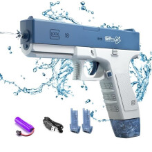 Kids Automatic Electric Glock Water Gun 58ml + 58ml Water Tank 8-10m Range Summer Toys for Boys Blue