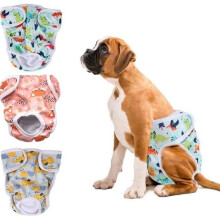 Washable Diapers for Female Dogs - Unknown Brand - Size L - Dino Fox Shark Pattern