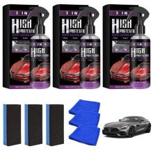 3Pcs High Protection Car Polish, 3 in 1 Hydrophobic Car Polish, Quick Coat Car Wax Polish Spray, for Car Protection