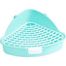 Toilet voor kleine huisdieren, kattenbak voor konijnen, antispatkooi, hoekbeddengoed, blauw