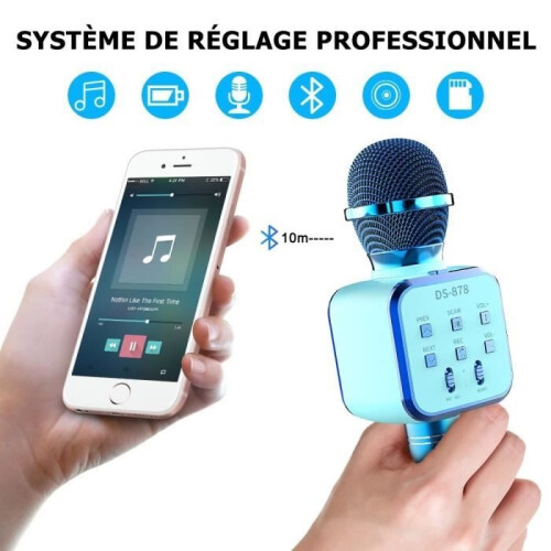 PIMPIMSKY Wireless Bluetooth Karaoke Microphone with Stereo Speaker DS878 - Blue 1