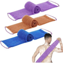 Badeschwamm – Bade- und Duschschrubber-Set – Lila, Blau und Kaffee – Nylon – 3-tlg