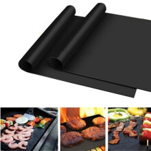 BBQ Grill Mat - Set of 2 Extra Long (40 x 50 cm, Black) and Non-Stick Cooking Mat Durable Teflon Baking Mat
