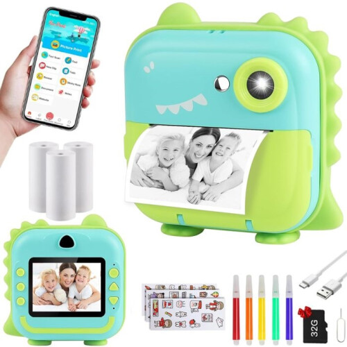 Παιδική φωτογραφική μηχανή Instant Print HD 1200W USB Επαναφορτιζόμενη Ιδανικό δώρο