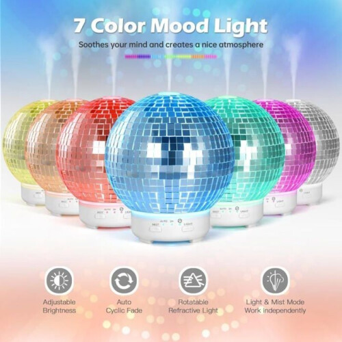 Rotating Disco Ball Diffuser with 7 Lighting Modes Ideal for Parties Multiple Colors LARGEIGHT 2
