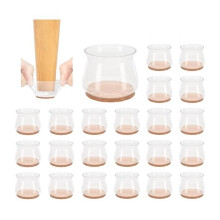 Chair Leg Protectors - Unspecified - 24pcs - Silicone and Felt - Transparent - 18-25mm