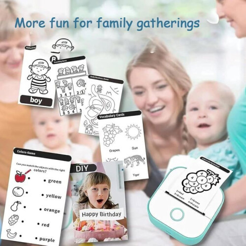 Mini Portable Thermal Printer, Wireless Bluetooth Inkless Sticker Printer and Printing Paper - All B 1