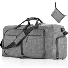 85L Reisetasche, faltbare Sporttasche, wasserdichte Falttasche für Camping, Wandern, Reisen – Grau