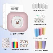 Mini-Aufkleberdrucker, tragbarer kabelloser Bluetooth-Thermodrucker, tintenloser Taschendrucker Pink (Paket C)
