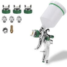 Professional HVLP Paint Gun - Brand - Model - 3 Size Nozzles - Green