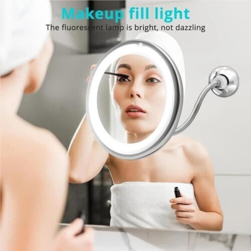 Flexible Gooseneck Makeup Mirror with LED Light, 10X Magnifying Mirror, Suction Cup, Diffused Light - Flexible mirror 2