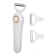 VGEBY Rechargeable Electric Peeler - 3 Cutting Heads - Stainless Steel Blade - for Fruits and Vegetables