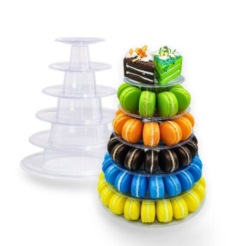 6 Tier Macaron Stand for Wedding Birthday Party, Plastic Cupcake Cake Display 1