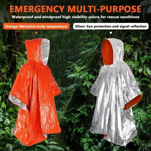 3 Συσκευασίες Thermal Sleeping Bags, Emergency Survival Poncho, Thermal, για κάμπινγκ, πεζοπορία, εξ 2