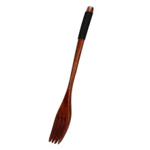 Wooden Cooking Fork with Long Handle and Ergonomic Grip, Japanese Style Reusable for Kitchen and Outdoor