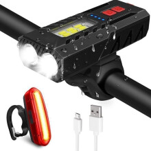 Bike Lights, 4000mAh, Powerful LED Light Set USB Rechargeable Waterproof, 5 Modes Bicycle Headlight, for Cycling MTB, VTC etc.