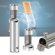 Outdoor Wall Mounted Stainless Steel Ashtray with Lockable Bottom for Restaurant Smoking Area 51x8.9cm
