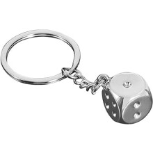 Bright Silver Metal Dice Car Keychain with EyeCatching SixSided Design and Durable Finish