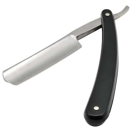 Straight Edge Razor with Smooth Black Handle for Precision Shaving, Foldable Safety Design 1