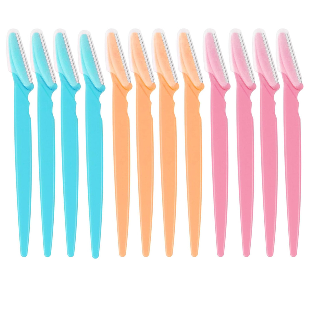 Peach 12Pcs Dermaplaning Razors For Women And Men Facial Hair Removal Fuzz Shaver Sensitive Skin