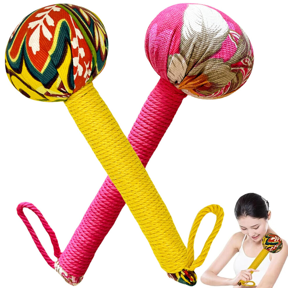Yellow/Red Manual Massage Hammer Set For Muscle Tension Relief And Lymphatic Drainage Therapy And