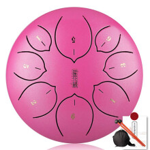 8 Inch 8 Notes Steel Tongue Drum F Key Handpan Drum Clear Tuned Sound with Travel Bag Pink