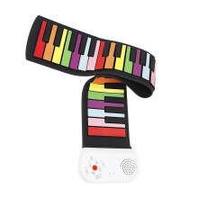 49 Keys Roll Up Piano with Builtin Speaker, Foldable Electronic Keyboard for Beginners, Colorful Design