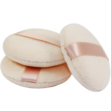 Makeup Powder Puff 3 Pack Cotton Velour Round Soft Satin for Loose Face Powder