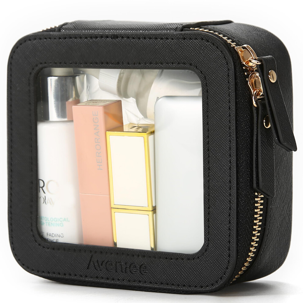 Clear Makeup Bag TSA Approved Travel Size Waterproof Cosmetic Pouch with Zipper for Toiletries