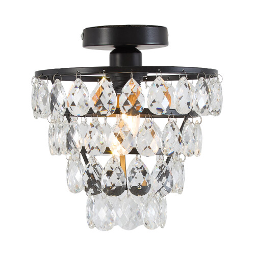 Living And Home Crystal Ceiling Light, Black 1
