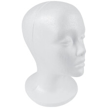 Wig Mannequin Head Styrofoam Female 11 Inch with Round Base for Styling and Display