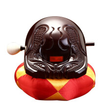 6 Inch Wooden Fish Percussion Instrument, Hand Carved Solid Wood Temple Drum for Buddhist Chanting and Meditation, Brown