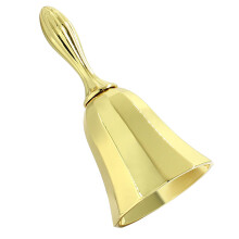 Gold Brass Hand Bell with Clear Bright Sound, Elegant NonSlip Handle for Wedding Church Service