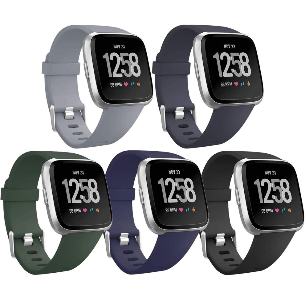 Replacement Bands 5 Pack Large Waterproof Silicone Straps For Fitbit Versa 2 Se Lite 9070919870262