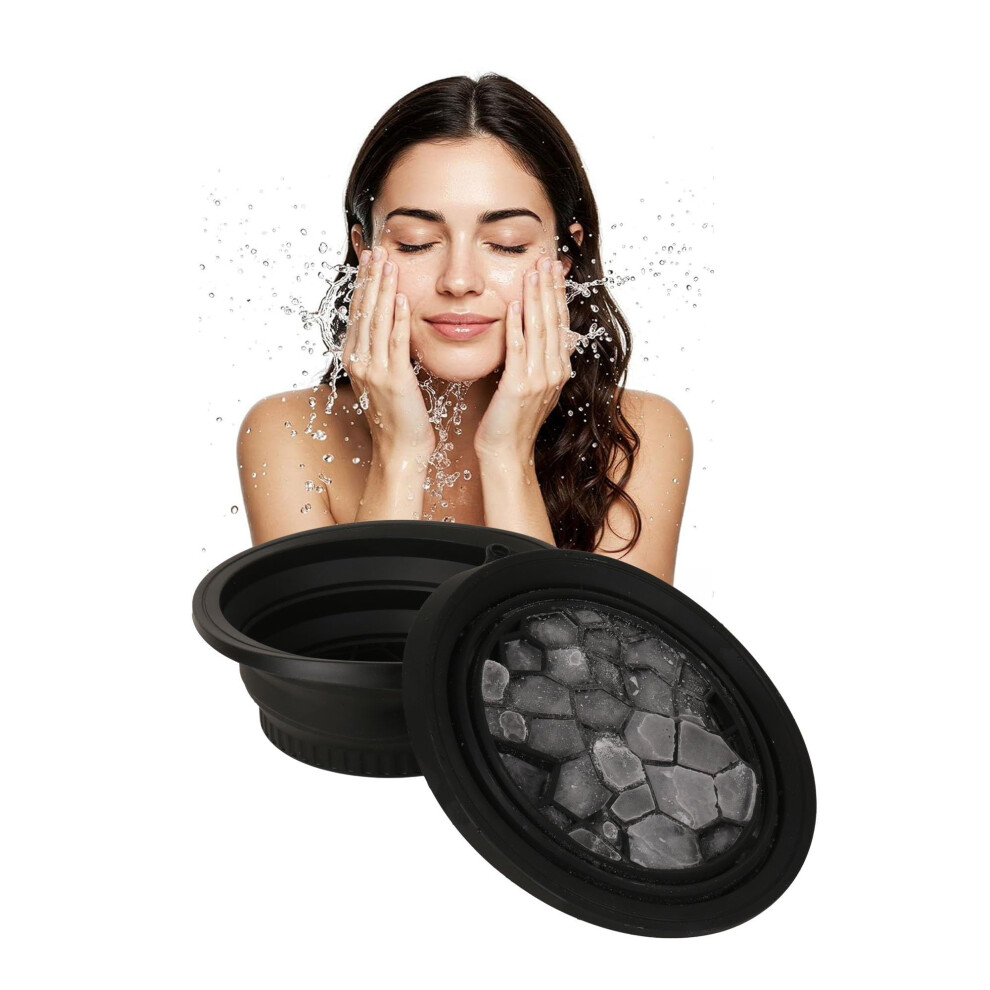 Facial Ice Bowl for Cold Plunge Skincare with Ergonomic Shape, Foldable Design and Ice Cube Grid (Purple)