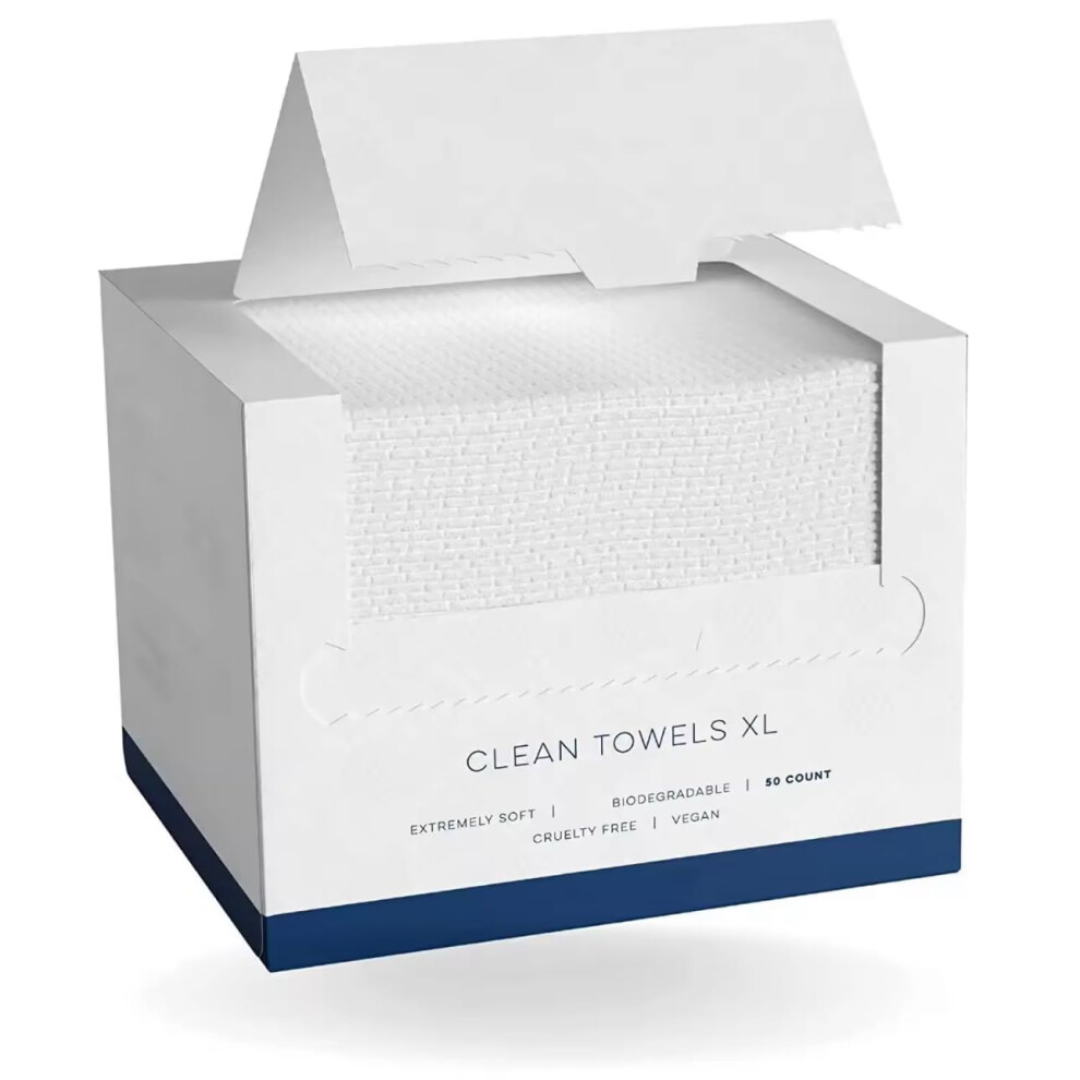 Extra Large Disposable Face Towels for Skincare, Ultra Soft Vegan Facial Cleansing Cloths, 50 Count