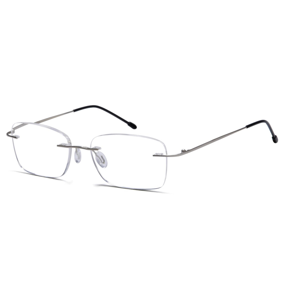 Silver Rimless Reading Glasses For Women Lightweight Frameless Readers Clear Near Vision