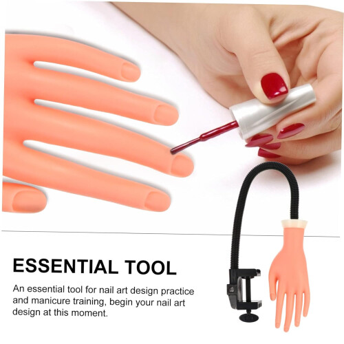 Fake Hand for Nail Practice with Realistic Finger Simulation, Flexible Movable Design, Reusable Tool 1