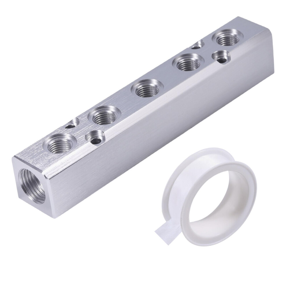 5 Way 7 Port Aluminum Pneumatic Air Manifold G1/2 Supply G1/4 Output For Compressor 9113335661264