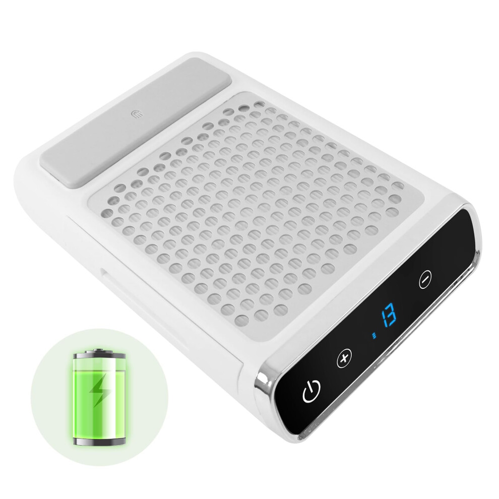 Cordless Nail Dust Collector 80W Powerful Suction for Acrylic Nails, 45 Speeds, Quiet Rechargeable