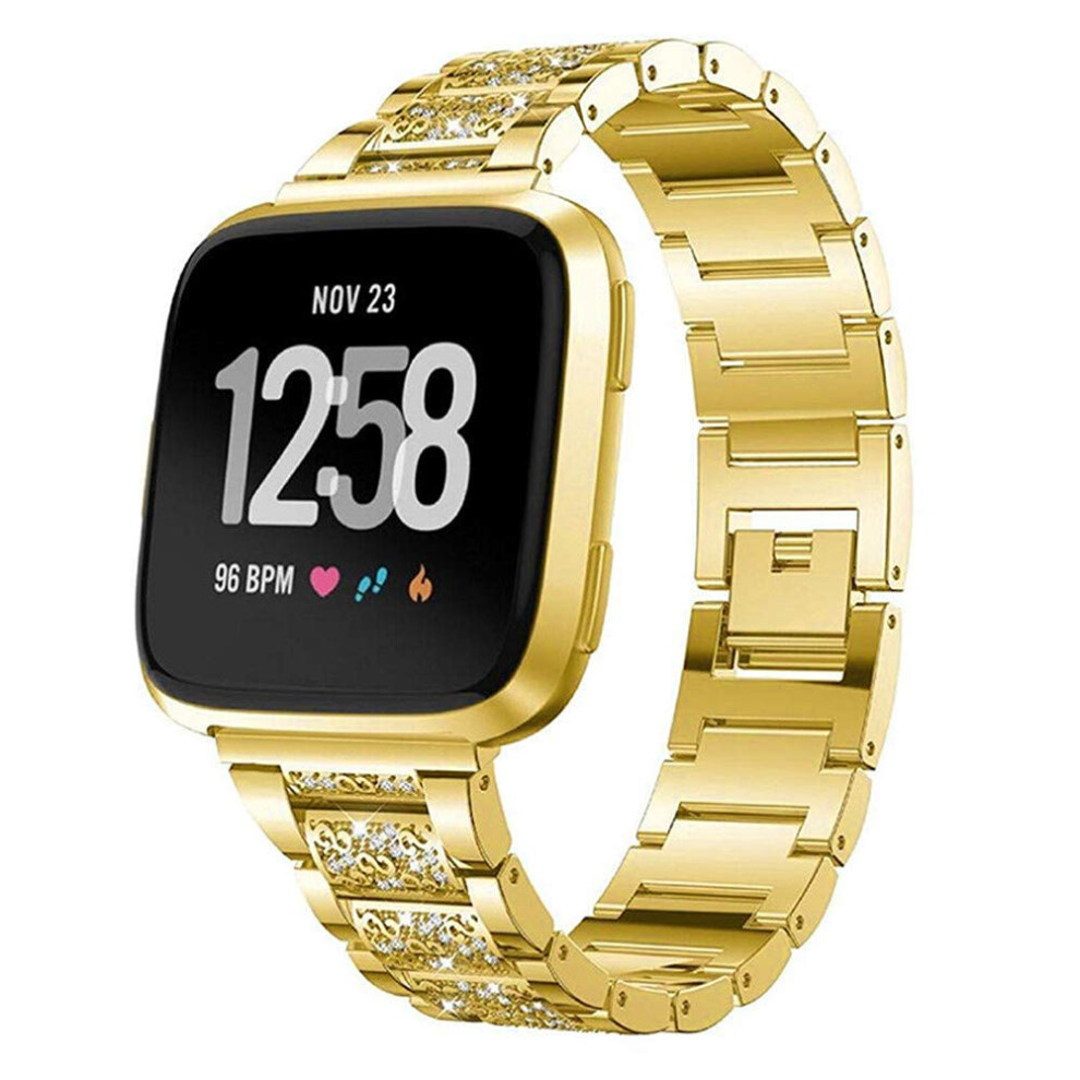 Crystal Metal Band Women's Elegant Bling Strap Compatible With Fitbit Versa 2 And Versa Lite Gold 9070919870569